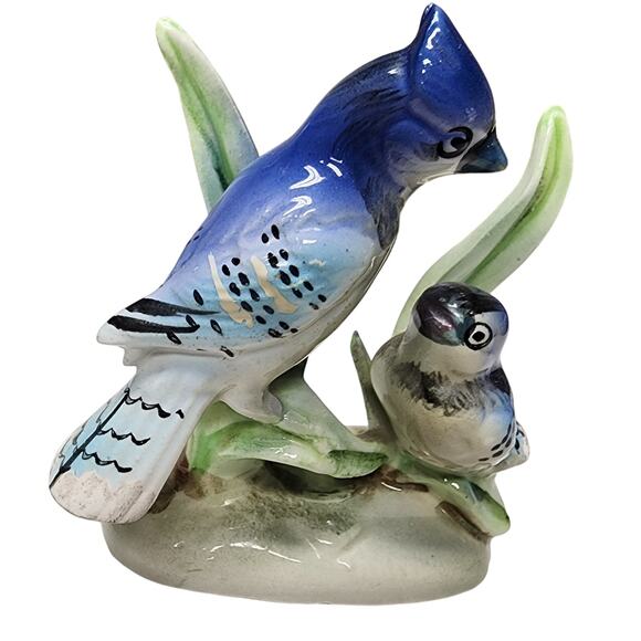 Set of 4 Vintage Hand Painted Porcelain Bird Figurines Japan Blue Jay - Picture 5 of 16